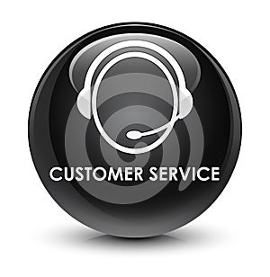 Customer service (customer care icon) glassy black round button