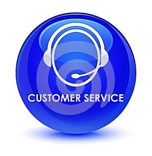 Customer service (customer care icon) glassy blue round button