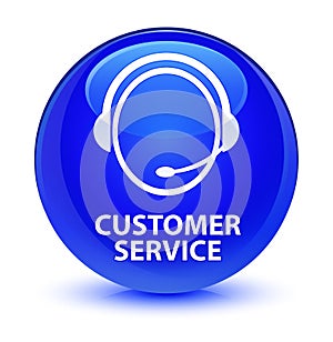 Customer service (customer care icon) glassy blue round button