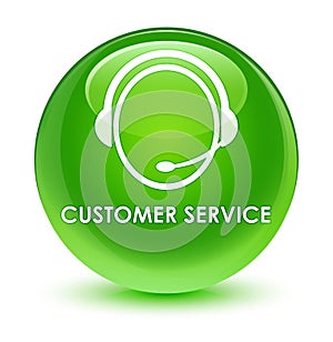 Customer service (customer care icon) glassy green round button