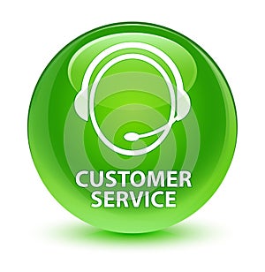 Customer service (customer care icon) glassy green round button