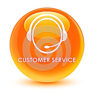 Customer service (customer care icon) glassy orange round button