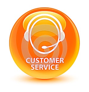 Customer service (customer care icon) glassy orange round button