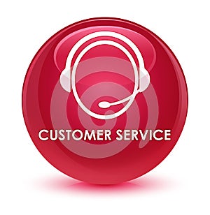 Customer service (customer care icon) glassy pink round button