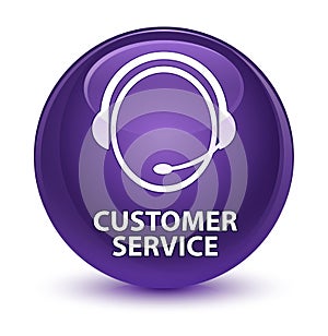 Customer service (customer care icon) glassy purple round button