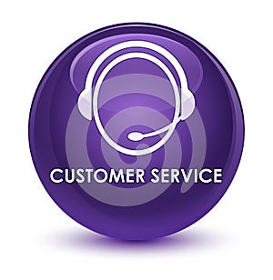 Customer service (customer care icon) glassy purple round button