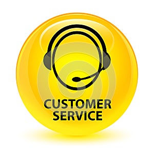 Customer service (customer care icon) glassy yellow round button