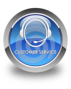 Customer service (customer care icon) glossy blue round button