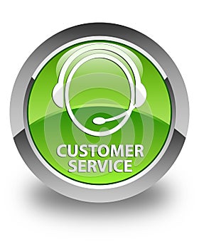 Customer service (customer care icon) glossy green round button