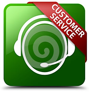 Customer service customer care icon green square button