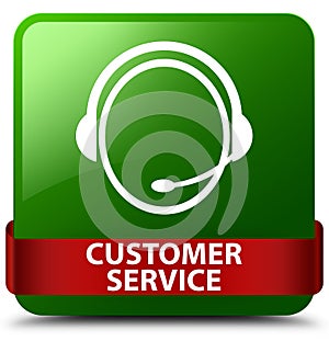 Customer service (customer care icon) green square button red ri