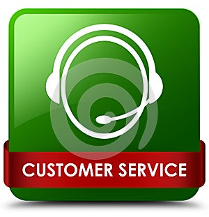 Customer service (customer care icon) green square button red ri