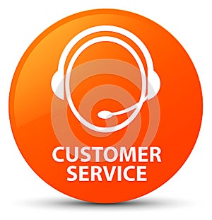 Customer service (customer care icon) orange round button