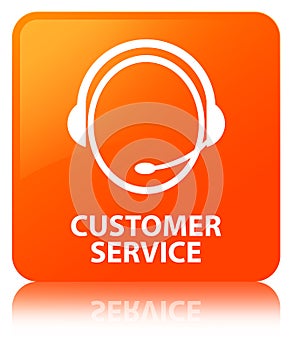 Customer service (customer care icon) orange square button