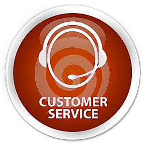 Customer service (customer care icon) premium brown round button