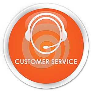 Customer service (customer care icon) premium orange round button