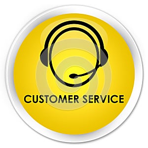 Customer service (customer care icon) premium yellow round button