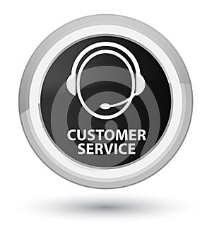 Customer service (customer care icon) prime black round button
