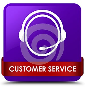 Customer service (customer care icon) purple square button red r