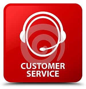 Customer service (customer care icon) red square button