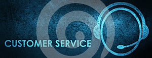 Customer service (customer care icon) special blue banner background