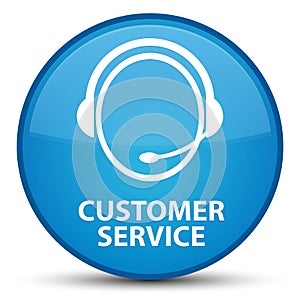 Customer service (customer care icon) special cyan blue round bu