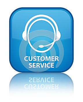 Customer service (customer care icon) special cyan blue square b