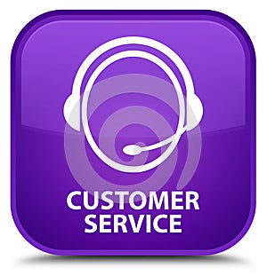 Customer service (customer care icon) special purple square