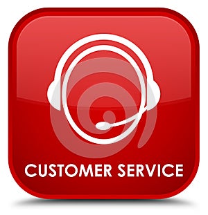 Customer service (customer care icon) special red square button