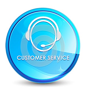 Customer service (customer care icon) splash natural blue round button