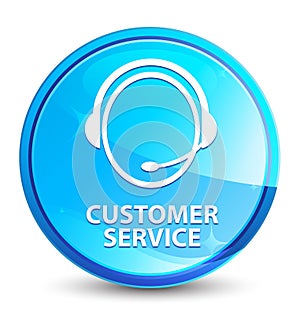 Customer service (customer care icon) splash natural blue round button