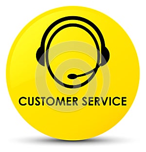 Customer service (customer care icon) yellow round button