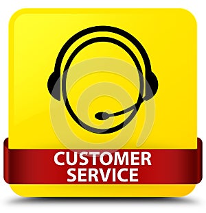 Customer service (customer care icon) yellow square button red r