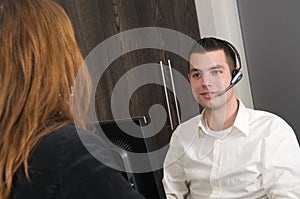 Customer at a service desk