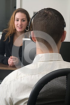 Customer at a service desk