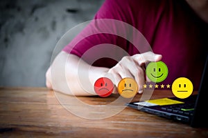 Customer service evaluation and feedback concept. best excellent business rating experience.