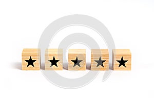 Customer service evaluation and satisfaction survey concept with stars for rating.