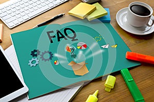 Customer Service FAQs , FAQ Question Information Frequently Asked Question , business hand clicking FAQ or Frequently asked quest