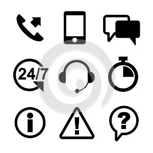 Customer service icon set black outline