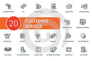 Customer Service icon set. Collection contain call center, computer-telephony integration, satisfaction, customer