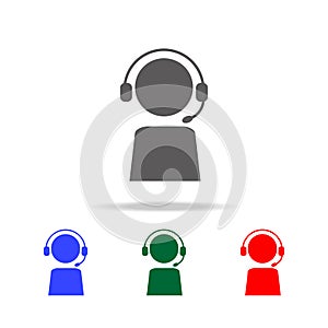 Customer Service Icon - User With Headphone icon. Elements of people profession in multi colored icons. Premium quality graphic de