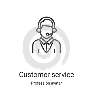customer service icon vector from profession avatar collection. Thin line customer service outline icon vector illustration.