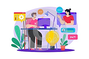 Customer Service Illustration concept on white background