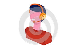 Customer service isometric icon. Call center avatar.