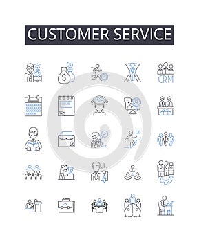 Customer service line icons collection. Client relations, Customer satisfaction, Consumer support, Guest experience