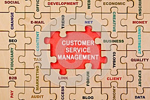 Customer Service Management concept Words Customer Service Management on jigsaw puzzle