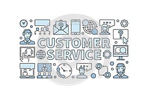Customer service modern vector horizontal banner or illustration