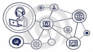 Customer service network: support, help, communication, call vector design Generative AI