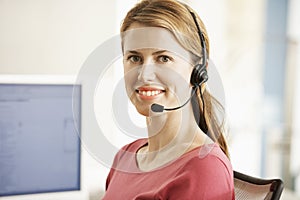 Customer Service Operator Wearing Headset