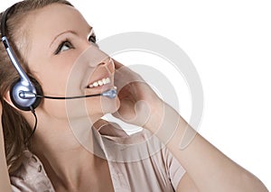 Customer service operator woman with headset